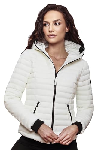 Navahoo Damen Übergangs Stepp Jacke mit Kapuze B348 [B348-Kimuk-Offwhite-Gr.S] von Navahoo