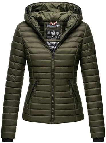 Navahoo Damen Übergangs Stepp Jacke mit Kapuze B348 [B348-Kimuk-Olive-Gr.XL] von Navahoo