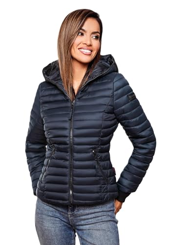 Navahoo Damen Übergangs Stepp Jacke mit Kapuze B348 [B348-Kimuk-Navy-Gr.S] von Navahoo
