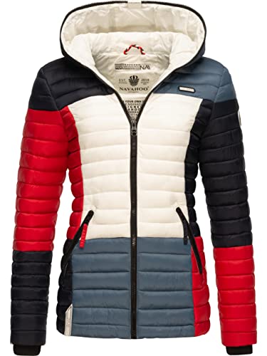 Navahoo Damen Übergangsjacke Colorblocking leichte Steppjacke mit Kapuze Multikulti Multicolour French-Tricoloree Gr. XXL von Navahoo