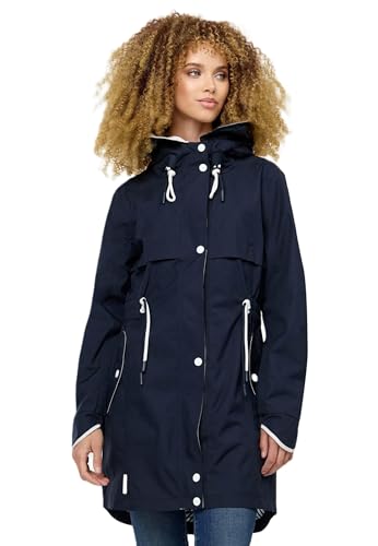 Navahoo Damen Übergangsjacke Herbst Frühling Jacke lang mit Kapuze B998 [B998-Xank-Navy-Gr.XXL] von Navahoo