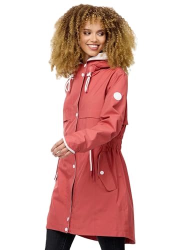 Navahoo Damen Übergangsjacke Herbst Frühling Jacke lang mit Kapuze B998 [B998-Xank-Rouge-Gr.XL] von Navahoo