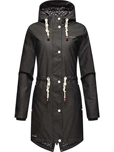 Navahoo Damen wasserdichte Übergangsjacke Regenjacke Flower of Ocean Black Gr. XS von Navahoo