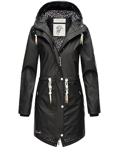 Navahoo Damen Übergangsjacke Regenmantel wasserdicht lang mit Kapuze Tropical Stormoo Black Gr. L von Navahoo