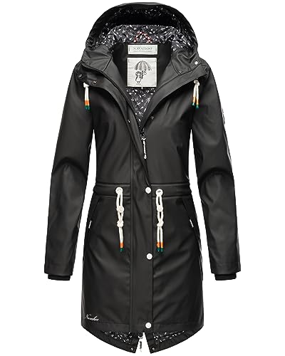 Navahoo Damen Übergangsjacke Regenmantel wasserdicht lang mit Kapuze Tropical Stormoo Black Gr. M von Navahoo