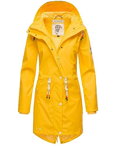 Navahoo Damen Übergangsjacke Regenmantel wasserdicht lang mit Kapuze Tropical Stormoo Yellow Gr. XL von Navahoo