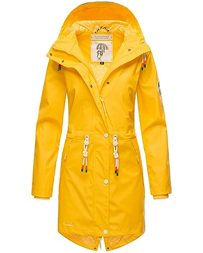Navahoo Damen Übergangsjacke Regenmantel wasserdicht lang mit Kapuze Tropical Stormoo Yellow Gr. XS von Navahoo
