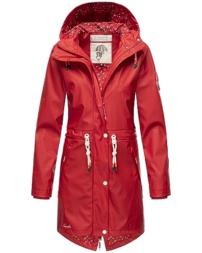 Navahoo Damen Übergangsjacke Regenmantel wasserdicht lang mit Kapuze Tropical Stormoo Red Gr. L von Navahoo