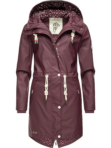 Navahoo Damen Übergangsjacke Regenmantel wasserdicht lang mit Kapuze Tropical Stormoo Wine Gr. XS von Navahoo