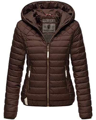 Navahoo Damen Übergangsjacke Stepp Jacke gefüttert mit Kapuze B838 [B838-Huebsch-Dark-Choco-Gr.S] von Navahoo