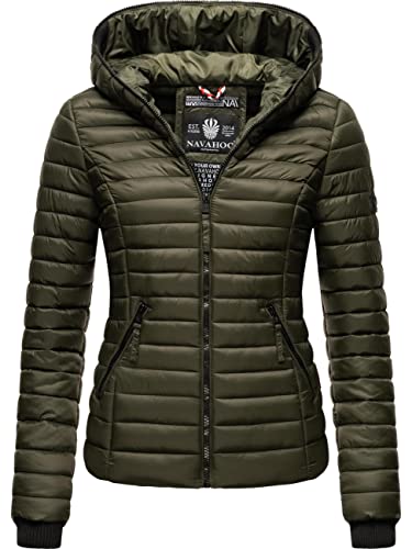 Navahoo Damen Damen leichte Übergangsjacke Steppjacke mit Kapuze Kimuk Grün Gr. S von Navahoo