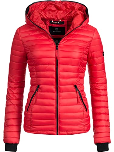 Navahoo Damen Damen leichte Übergangsjacke Steppjacke mit Kapuze Kimuk Rot Gr. XS von Navahoo