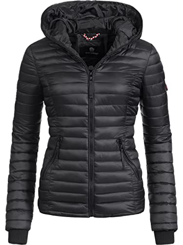 Navahoo Damen Damen leichte Übergangsjacke Steppjacke mit Kapuze Kimuk Schwarz Gr. XXL von Navahoo