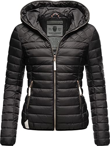 Navahoo Damen Übergangsjacke leichte Steppjacke mit Kapuze Ich Bin Hübsch Schwarz Gr. XXL von Navahoo