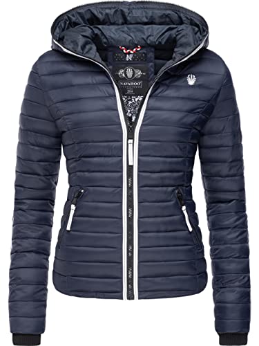 Navahoo Damen Übergangsjacke leichte Steppjacke kurz mit Kapuze Kimuk Prc Blau Gr. XL von Navahoo