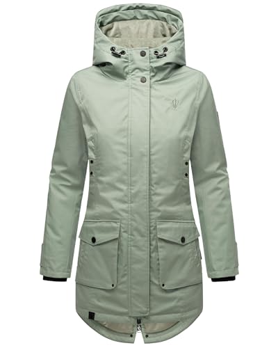 Navahoo Damen Übergangsjacke Warmer Kurzmantel Regenjacke mit Kapuze Brinjaa Smokey Mint Gr. L von Navahoo