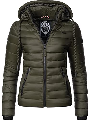 Navahoo Damen leichte Übergangsjacke Steppjacke mit Kapuze Lulana Olive Gr. S von Navahoo