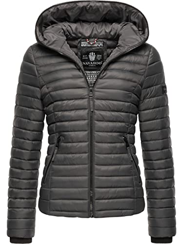 Navahoo Damen Damen leichte Übergangsjacke Steppjacke mit Kapuze Kimuk Anthracite Gr. XL von Navahoo