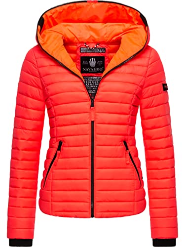 Navahoo Damen Damen leichte Übergangsjacke Steppjacke mit Kapuze Kimuk Neon Coral Gr. M von Navahoo