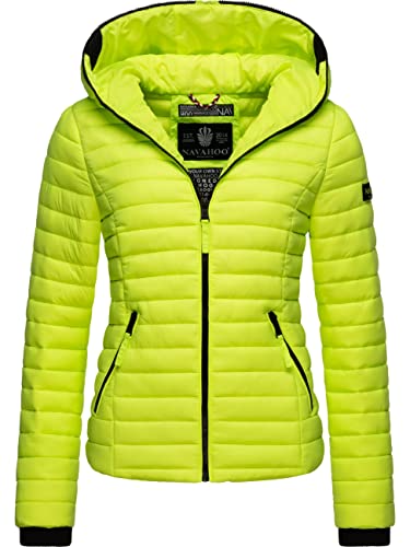 Navahoo Damen Damen leichte Übergangsjacke Steppjacke mit Kapuze Kimuk Neon Green Gr. S von Navahoo