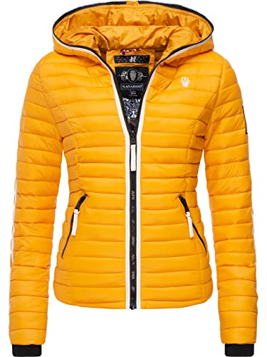 Navahoo Damen Übergangsjacke leichte Steppjacke kurz mit Kapuze Kimuk Prc Gelb Gr. XS von Navahoo
