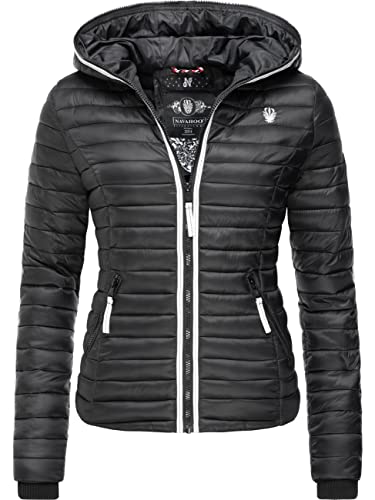 Navahoo Damen Übergangsjacke leichte Steppjacke kurz mit Kapuze Kimuk Prc Schwarz Gr. 3XL von Navahoo