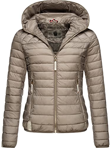 Navahoo Damen Übergangsjacke leichte Steppjacke mit Kapuze Ich Bin Hübsch Light Grey Gr. XS von Navahoo