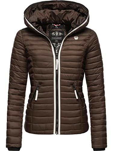 Navahoo Damen Übergangsjacke leichte Steppjacke kurz mit Kapuze Kimuk Prc Dark Choco Gr. M von Navahoo