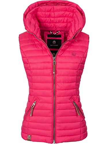 Navahoo Damen Übergangsjacke leichte Steppweste mit Abnehmbarer Kapuze Shadaa Rosa Gr. 3XL von Navahoo