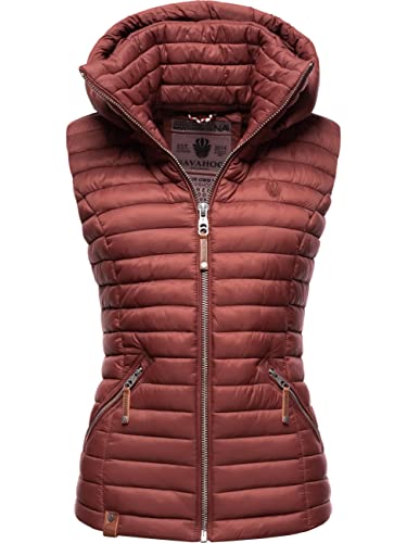 Navahoo Damen Übergangsjacke leichte Steppweste mit Abnehmbarer Kapuze Shadaa Weinrot Gr. M von Navahoo