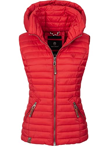 Navahoo Damen Übergangsjacke leichte Steppweste mit Abnehmbarer Kapuze Shadaa Rot Gr. M von Navahoo
