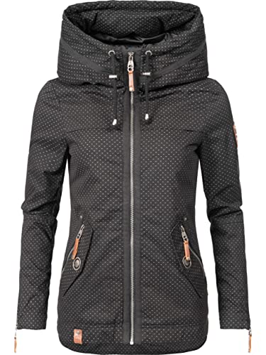 Navahoo Damen leichte Übergangsjacke mit Kapuze Wekoo Schwarz Dots Gr. S von Navahoo