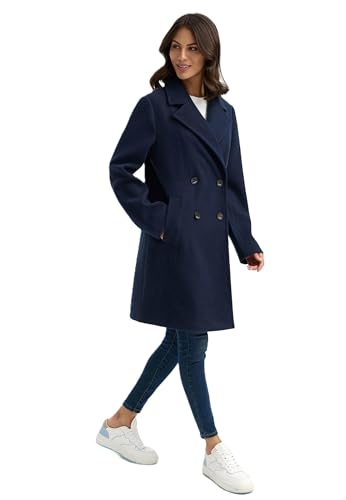 Navahoo Damen Übergangsmantel (XS-3XL) - 3 Taschen, Knopfverschluss, Reverkragen, Mantel, Warme Jacke Frauen - N045 (XS, Navy) von Navahoo
