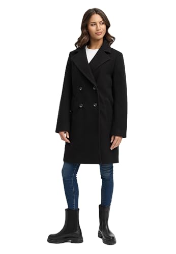 Navahoo Damen Übergangsmantel (XS-3XL) - 3 Taschen, Knopfverschluss, Reverkragen, Mantel, Warme Jacke Frauen - N045 (XXL, Schwarz) von Navahoo