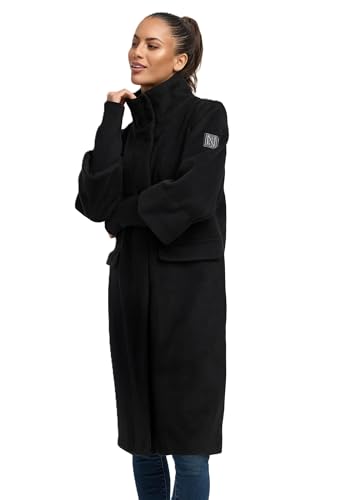 Navahoo Damen Übergangsmantel (XS-3XL) - 4 Taschen, zusätzliche Verschlussleiste, lange Übergangsjacke, Warme Jacke Frauen - N049 (XL, Schwarz) von Navahoo