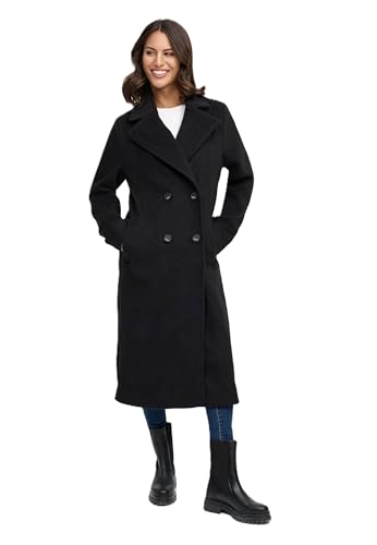 Navahoo Damen Übergangsmantel (XS-3XL) - Eleganter Mantel mit Reverkragen, Mantel im Trenchcoat Stil, Warme Jacke Frauen - N052 (XS, Schwarz) von Navahoo