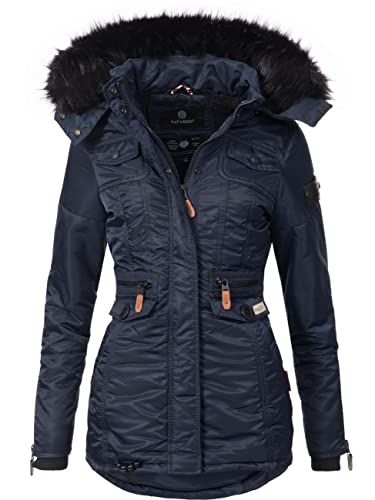 Navahoo Damen Warmer Winter Kurzmantel Schätzchen Blau Gr. XS von Navahoo