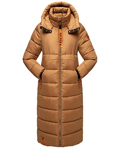 Navahoo Damen Warmer Winter Steppmantel mit Kapuze Kristallblume Camel Gr. XXL von Navahoo