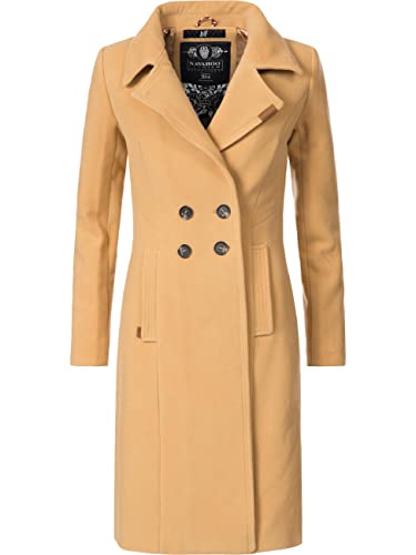 Navahoo Damen Wollmantel Langer Trenchcoat mit Reverskragen Wooly Camel Gr. 3XL von Navahoo