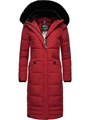 Navahoo Damen Wintermantel Warmer Steppmantel lang mit Abnehmbarer Kapuze Fahmiyaa Blood Red Gr. XL von Navahoo