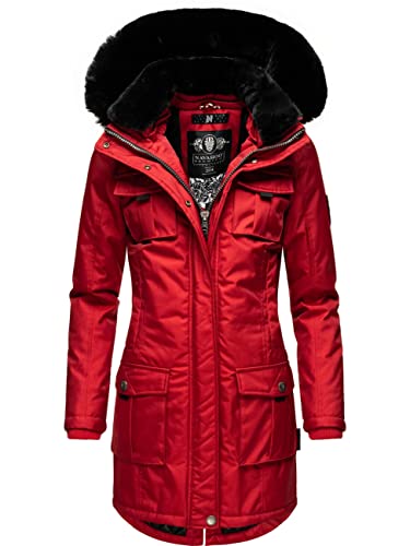 Navahoo Damen Warmer Winterparka mit Abnehmbarer Kapuze und extra Einkaufstasche Tiniis Red Gr. XS von Navahoo