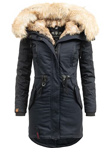 Navahoo Damen Warmer Winterparka mit Kapuze Bombii Blau Gr. XXL von Navahoo