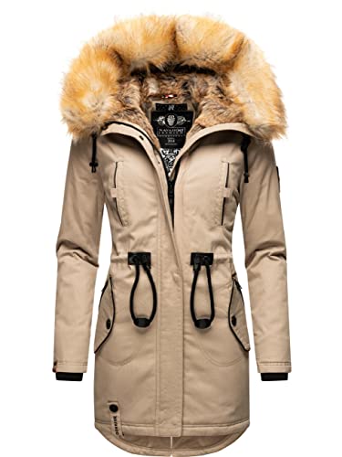 Navahoo Damen Warmer Winterparka mit Kapuze Bombii Taupe Gr. XS von Navahoo