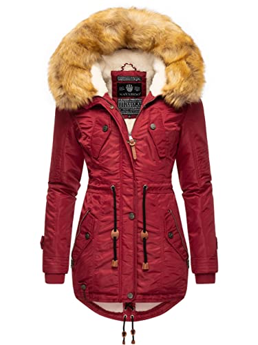 Navahoo Damen Wintermantel Warmer Parka lang mit Kapuze La Viva Blood Red Gr. XS von Navahoo