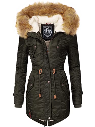 Navahoo Damen Wintermantel Warmer Parka lang mit Kapuze La Viva Green Gr. 3XL von Navahoo