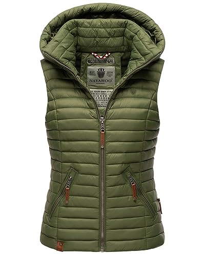 Navahoo Damen Weste Steppweste gesteppt Frühjahr Übergangsweste B696 [B696-Shad-Dusty-Olive-Gr.S] von Navahoo
