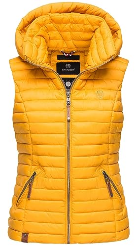 Navahoo Damen Weste Steppweste gesteppt Frühjahr Übergangsweste B696 [B696-Shad-Gelb-Gr.XXL] von Navahoo
