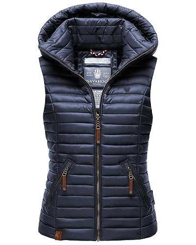Navahoo Damen Weste Steppweste gesteppt Frühjahr Übergangsweste B696 [B696-Shad-Navy-Gr.S] von Navahoo