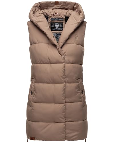 Navahoo Damen Weste gefütterte Steppweste gesteppte Übergangsweste B891 [B891-Madil-Dark-Taupe-Gr.L] von Navahoo