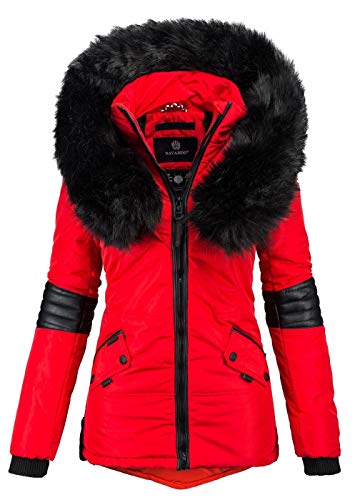 Navahoo Damen Winter Jacke Designer Parka Kunstfell Winterjacke [B369-Nirvana-Rot2-Gr.S] von Navahoo